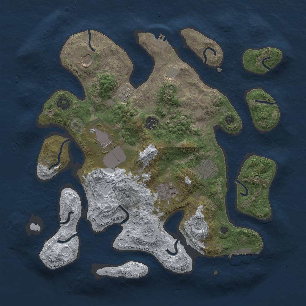 Rust Map: Procedural Map, Size: 3500, Seed: 4402463, 15 Monuments