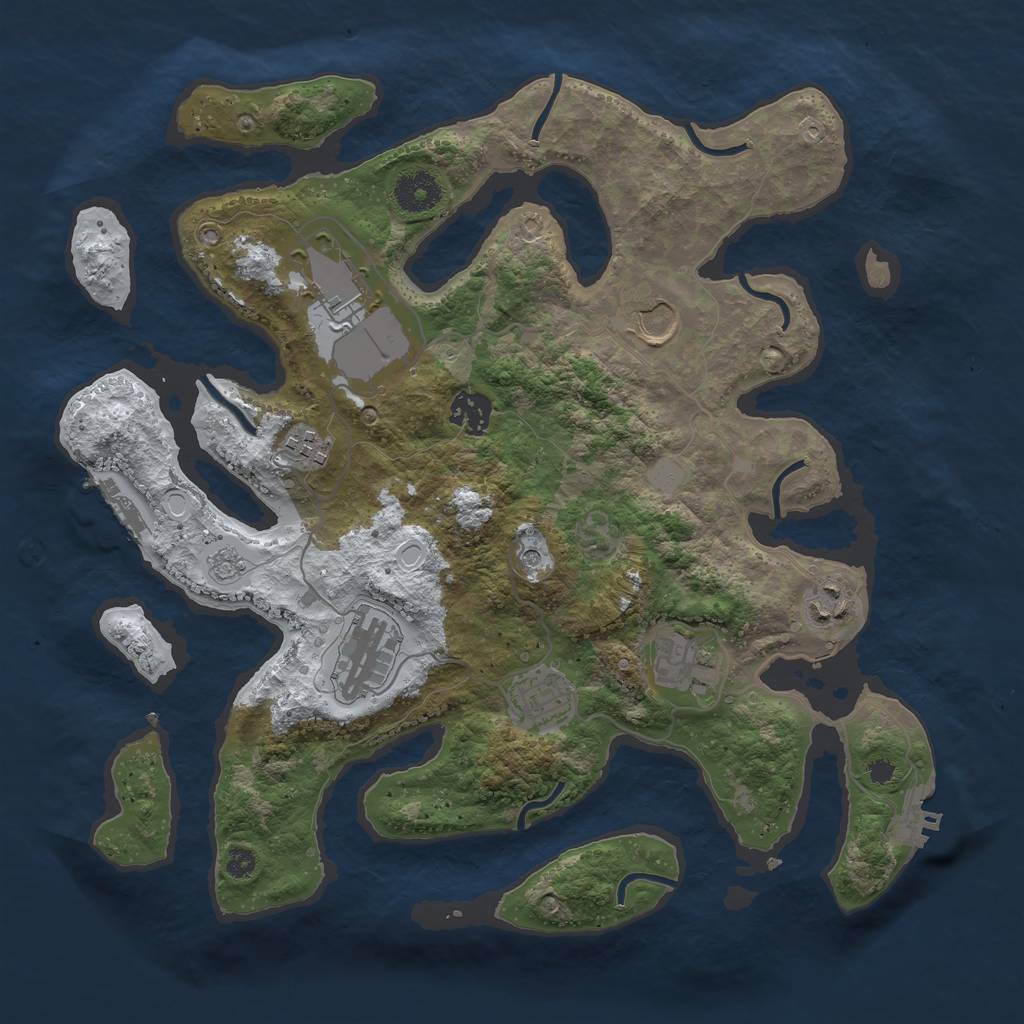 Rust Map: Procedural Map, Size: 3550, Seed: 457261, 17 Monuments