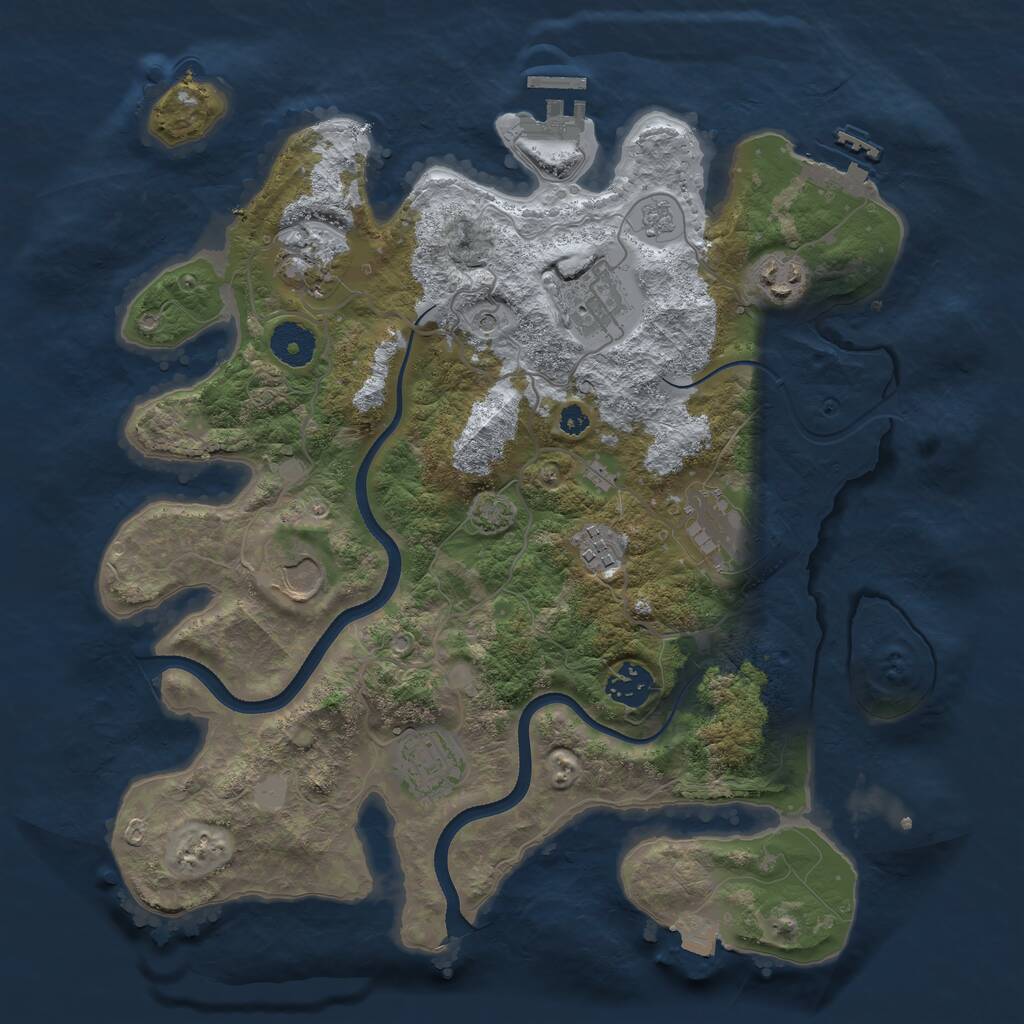 Rust Map: Procedural Map, Size: 3500, Seed: 624323, 14 Monuments