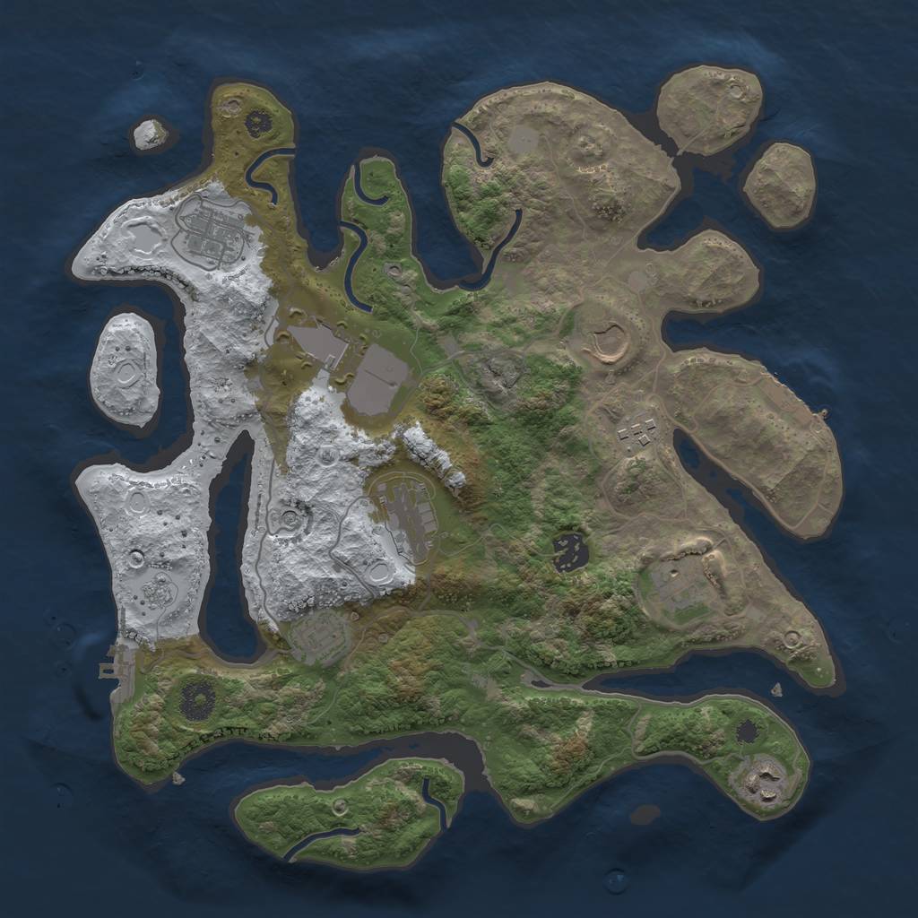 Rust Map: Procedural Map, Size: 3550, Seed: 474172, 18 Monuments