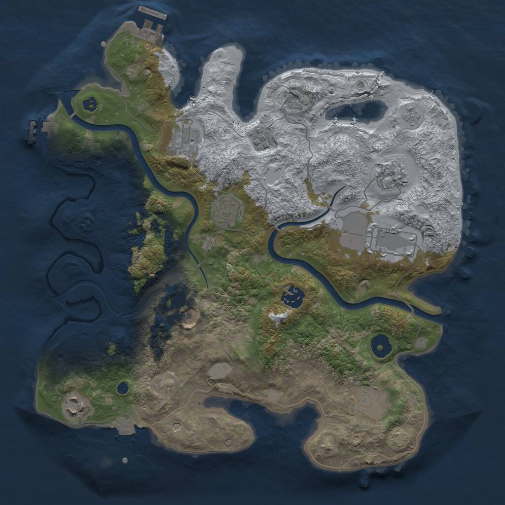 Rust Map: Procedural Map, Size: 3500, Seed: 2556712, 15 Monuments