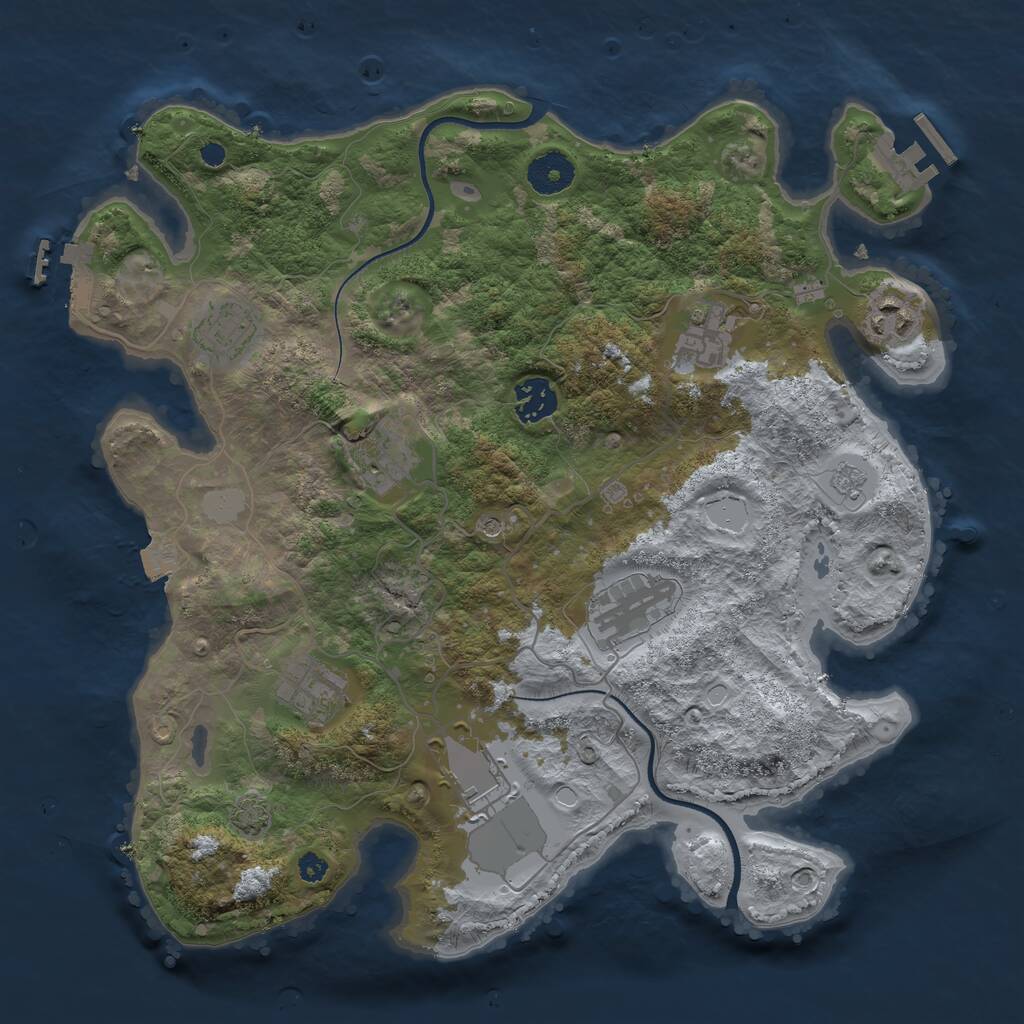 Rust Map: Procedural Map, Size: 3500, Seed: 5045158, 14 Monuments