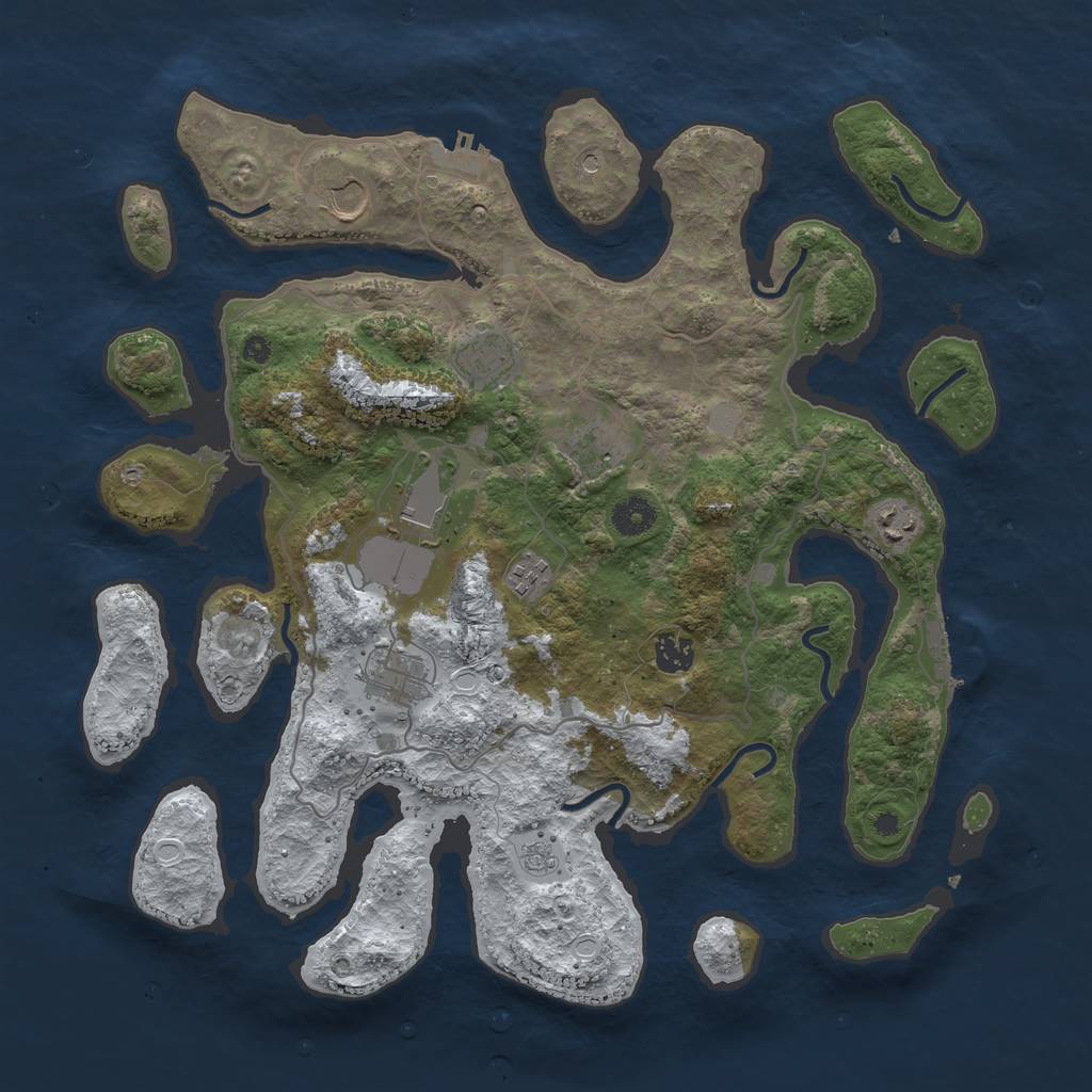 Rust Map: Procedural Map, Size: 4000, Seed: 116129, 17 Monuments