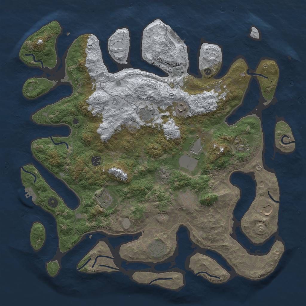 Rust Map: Procedural Map, Size: 4500, Seed: 135167, 19 Monuments