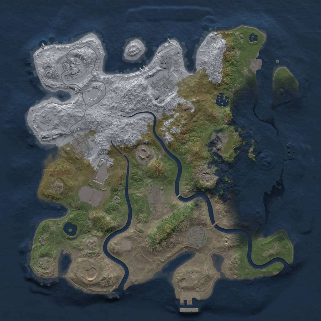 Rust Map: Procedural Map, Size: 3550, Seed: 911651, 17 Monuments