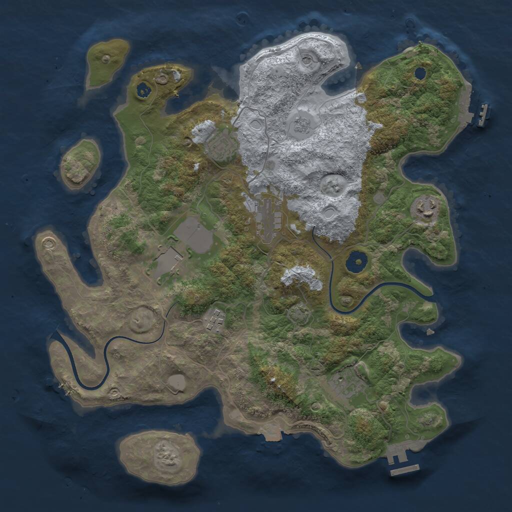 Rust Map: Procedural Map, Size: 3550, Seed: 454216, 12 Monuments