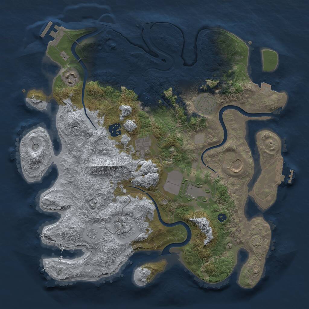 Rust Map: Procedural Map, Size: 3500, Seed: 5491998, 14 Monuments