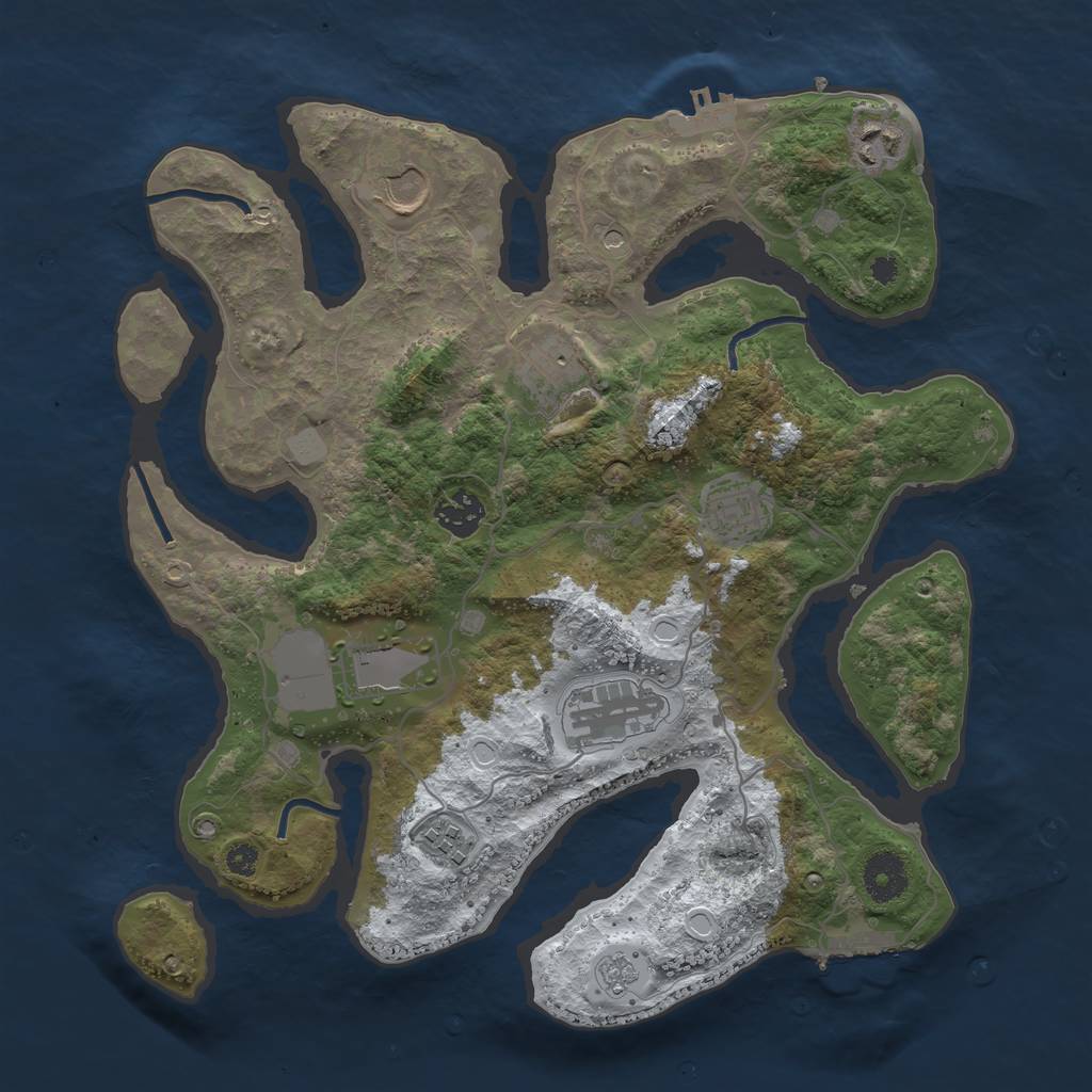 Rust Map: Procedural Map, Size: 3500, Seed: 5724676, 17 Monuments