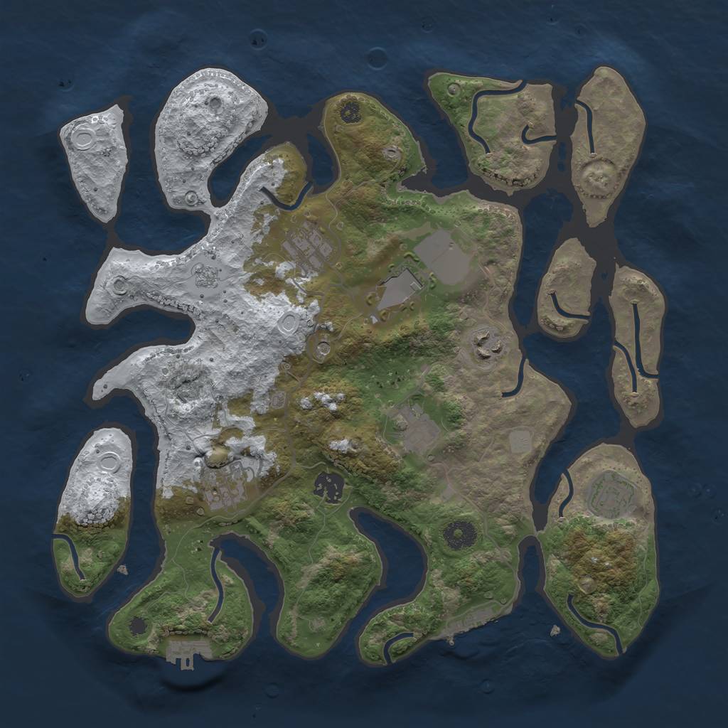 Rust Map: Procedural Map, Size: 3500, Seed: 4253162, 16 Monuments