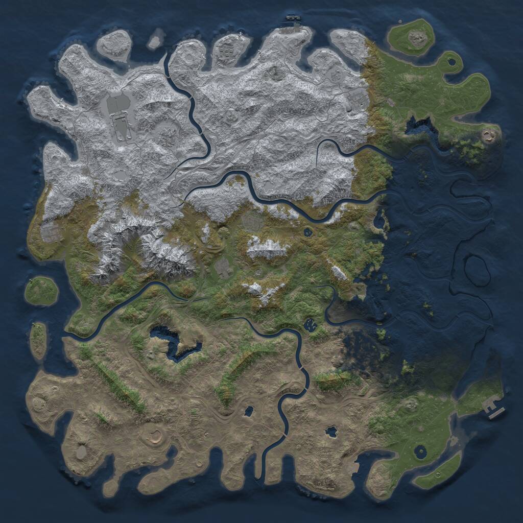 Rust Map: Procedural Map, Size: 6000, Seed: 215136, 17 Monuments