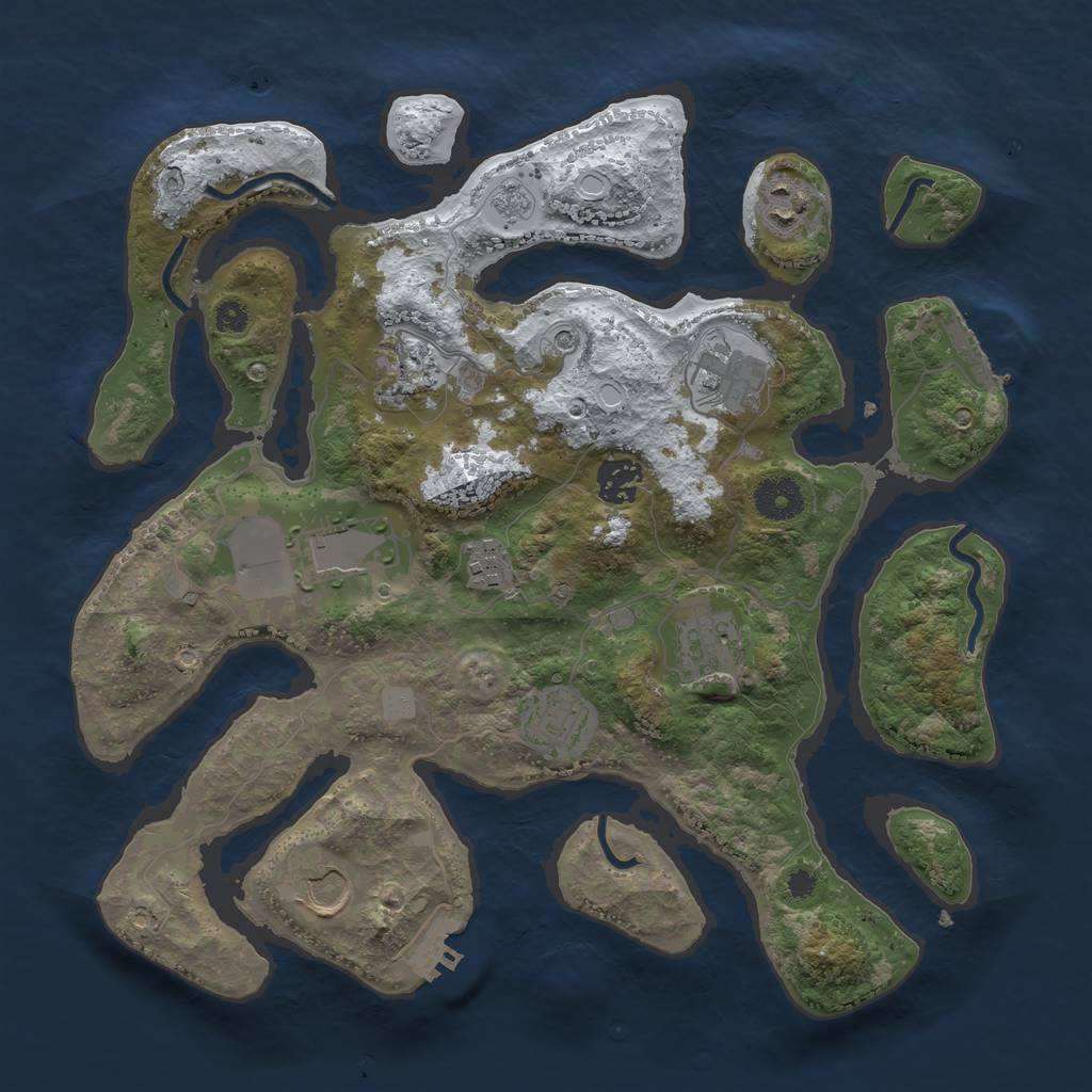 Rust Map: Procedural Map, Size: 3500, Seed: 2863950, 18 Monuments