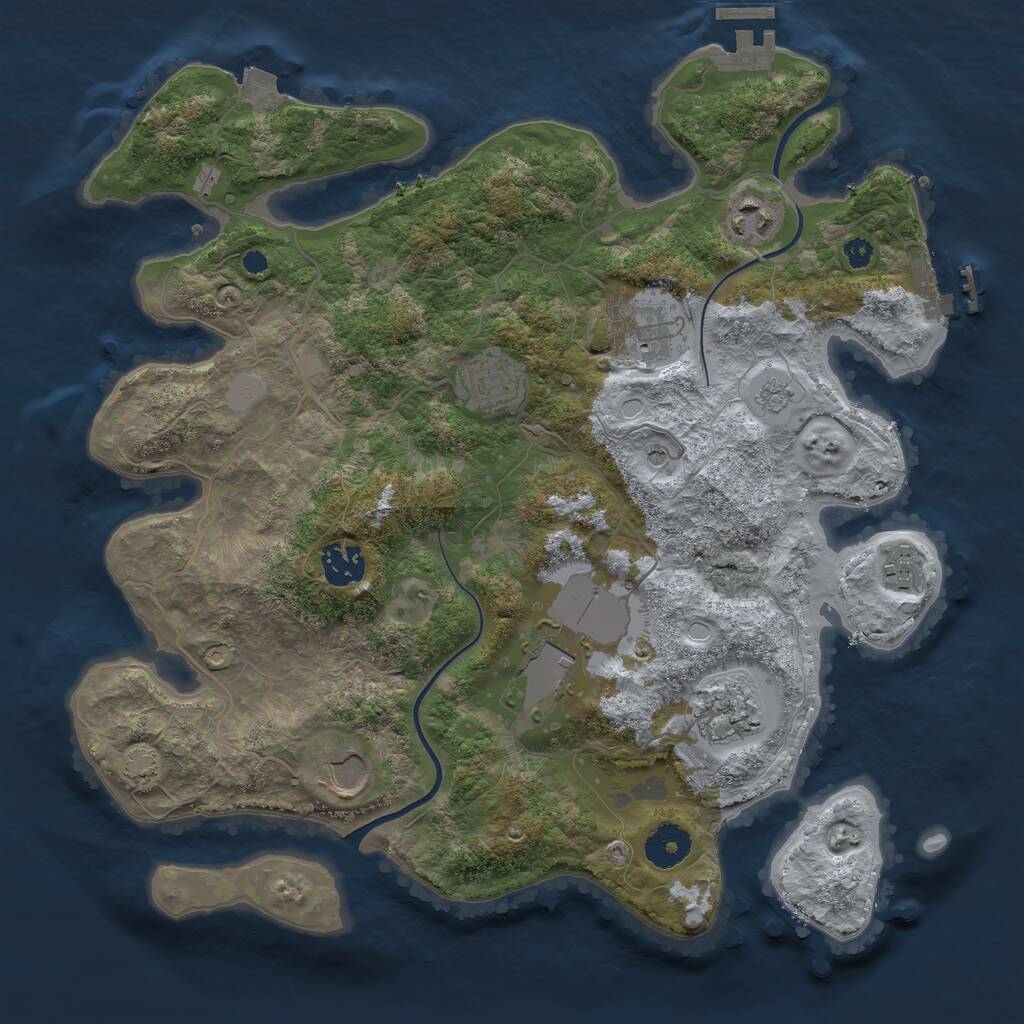 Rust Map: Procedural Map, Size: 3500, Seed: 318370, 14 Monuments