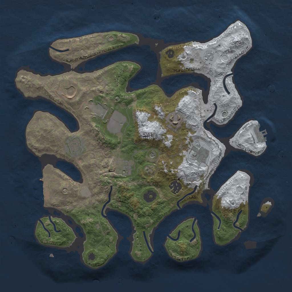 Rust Map: Procedural Map, Size: 3550, Seed: 35869, 16 Monuments