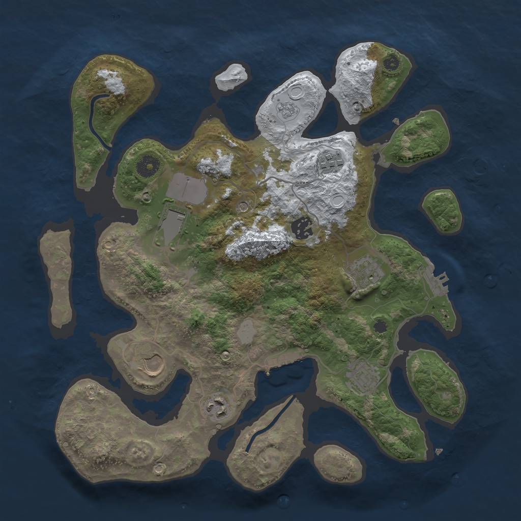 Rust Map: Procedural Map, Size: 3500, Seed: 753964, 16 Monuments