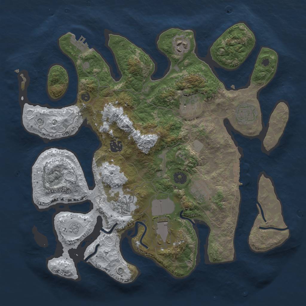 Rust Map: Procedural Map, Size: 3500, Seed: 2712531, 16 Monuments