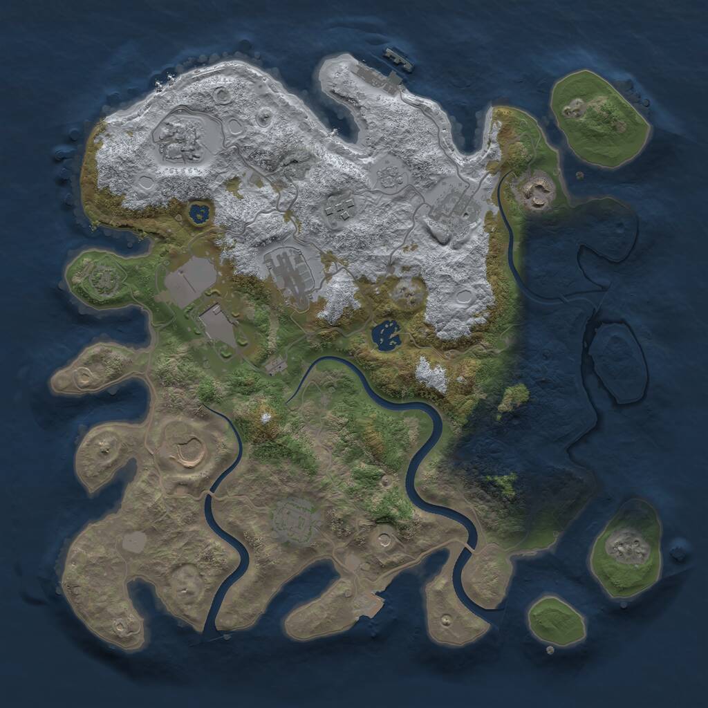 Rust Map: Procedural Map, Size: 3550, Seed: 820052, 14 Monuments