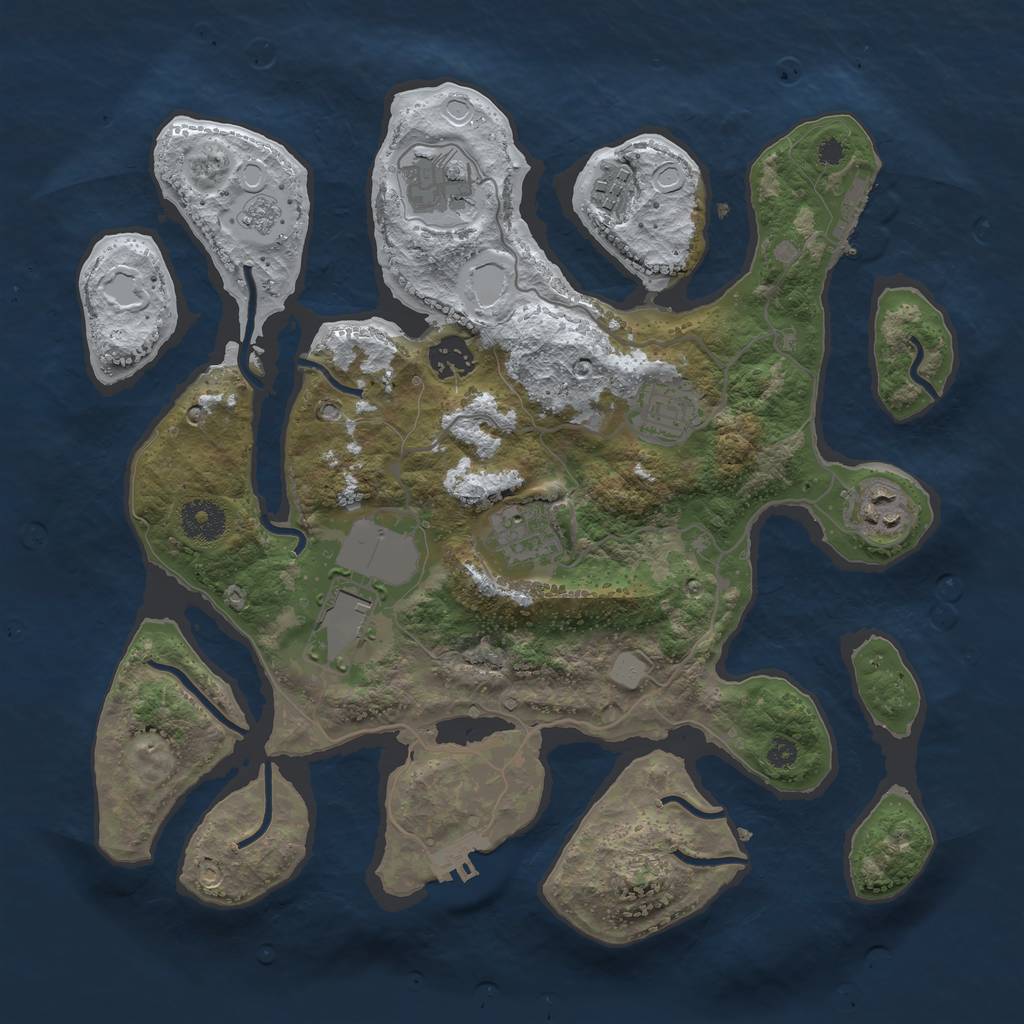 Rust Map: Procedural Map, Size: 3500, Seed: 4011258, 15 Monuments