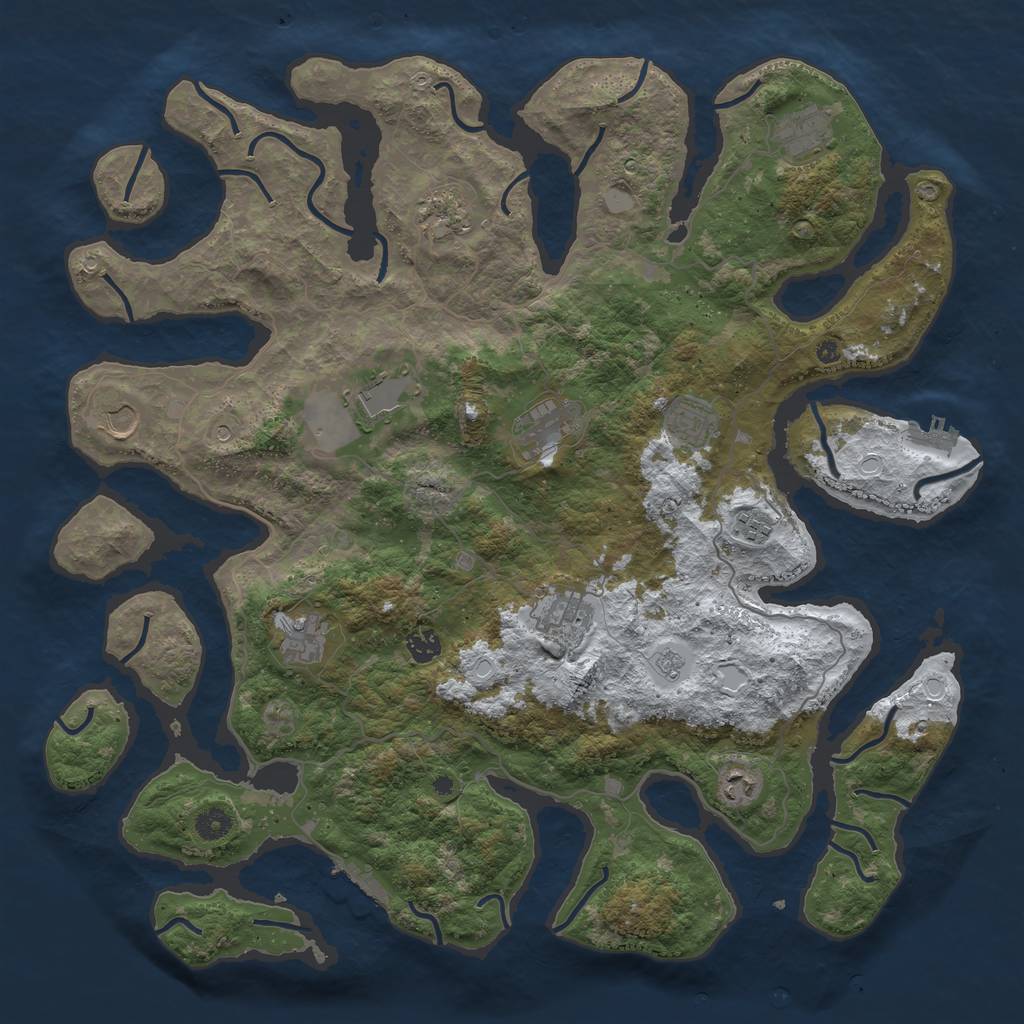 Rust Map: Procedural Map, Size: 4500, Seed: 1125942965, 20 Monuments