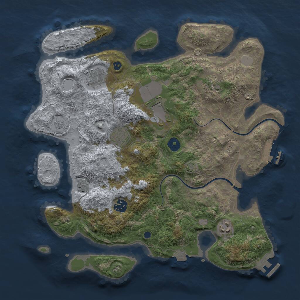 Rust Map: Procedural Map, Size: 3500, Seed: 2871026, 13 Monuments