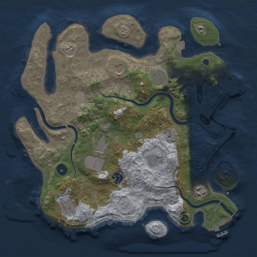 Rust Map: Procedural Map, Size: 3500, Seed: 5770398, 14 Monuments