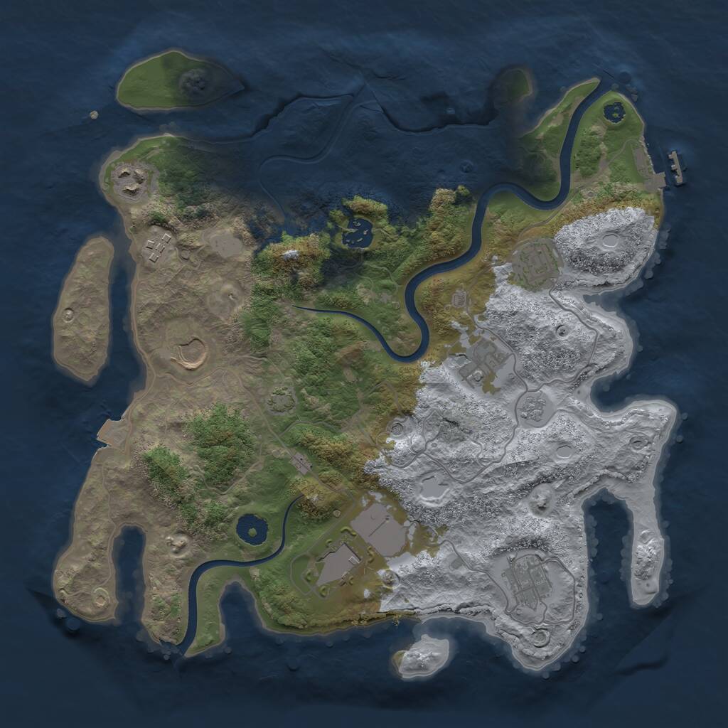 Rust Map: Procedural Map, Size: 3500, Seed: 1918894, 13 Monuments