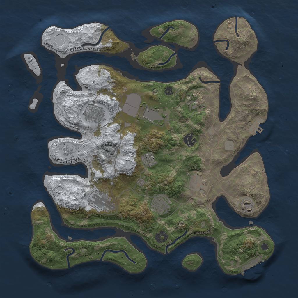 Rust Map: Procedural Map, Size: 3500, Seed: 5521469, 17 Monuments