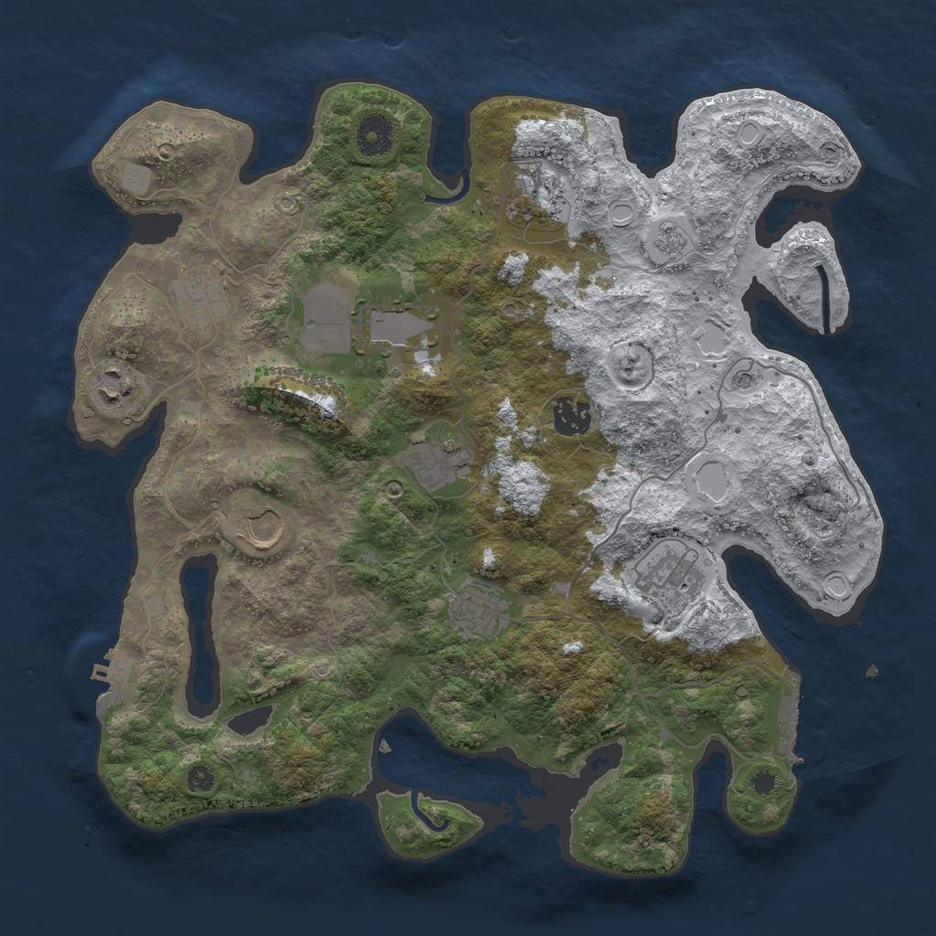 Rust Map: Procedural Map, Size: 3550, Seed: 292234, 18 Monuments