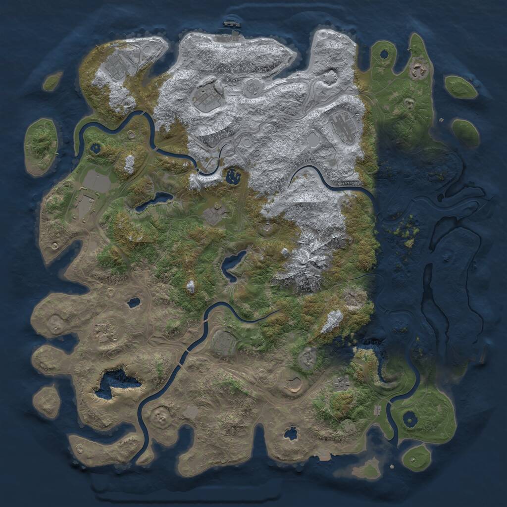 Rust Map: Procedural Map, Size: 5000, Seed: 9303888, 17 Monuments