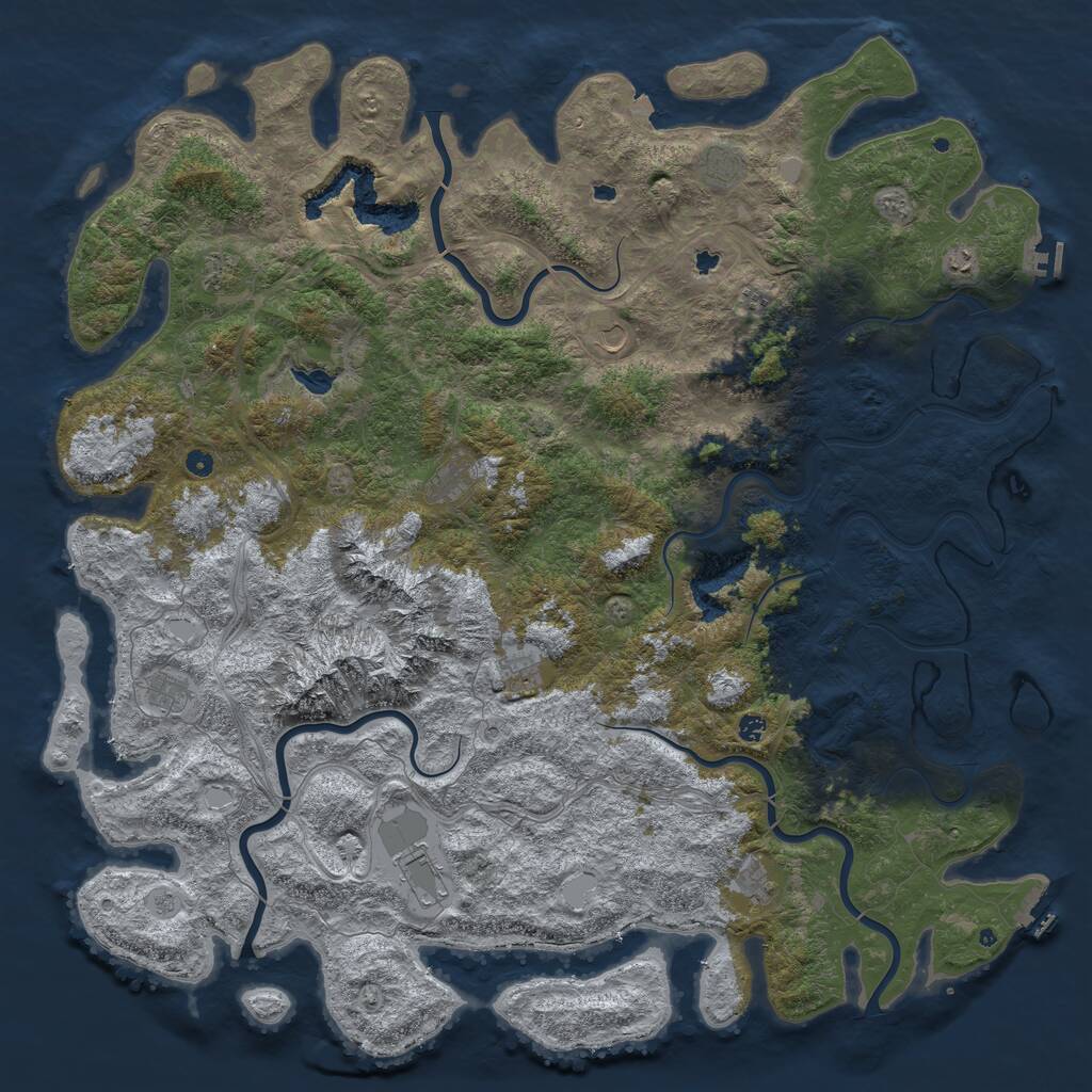 Rust Map: Procedural Map, Size: 6000, Seed: 108904129, 17 Monuments