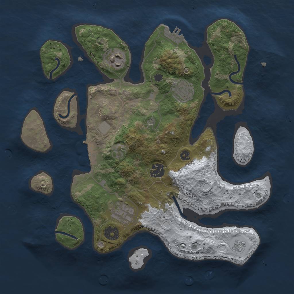 Rust Map: Procedural Map, Size: 3000, Seed: 516429, 13 Monuments