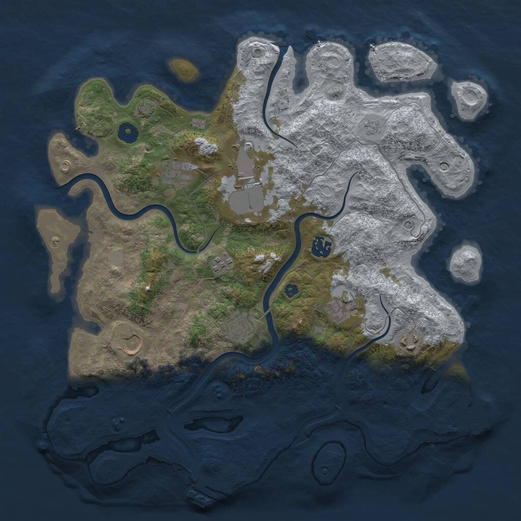 Rust Map: Procedural Map, Size: 3850, Seed: 665014838, 14 Monuments