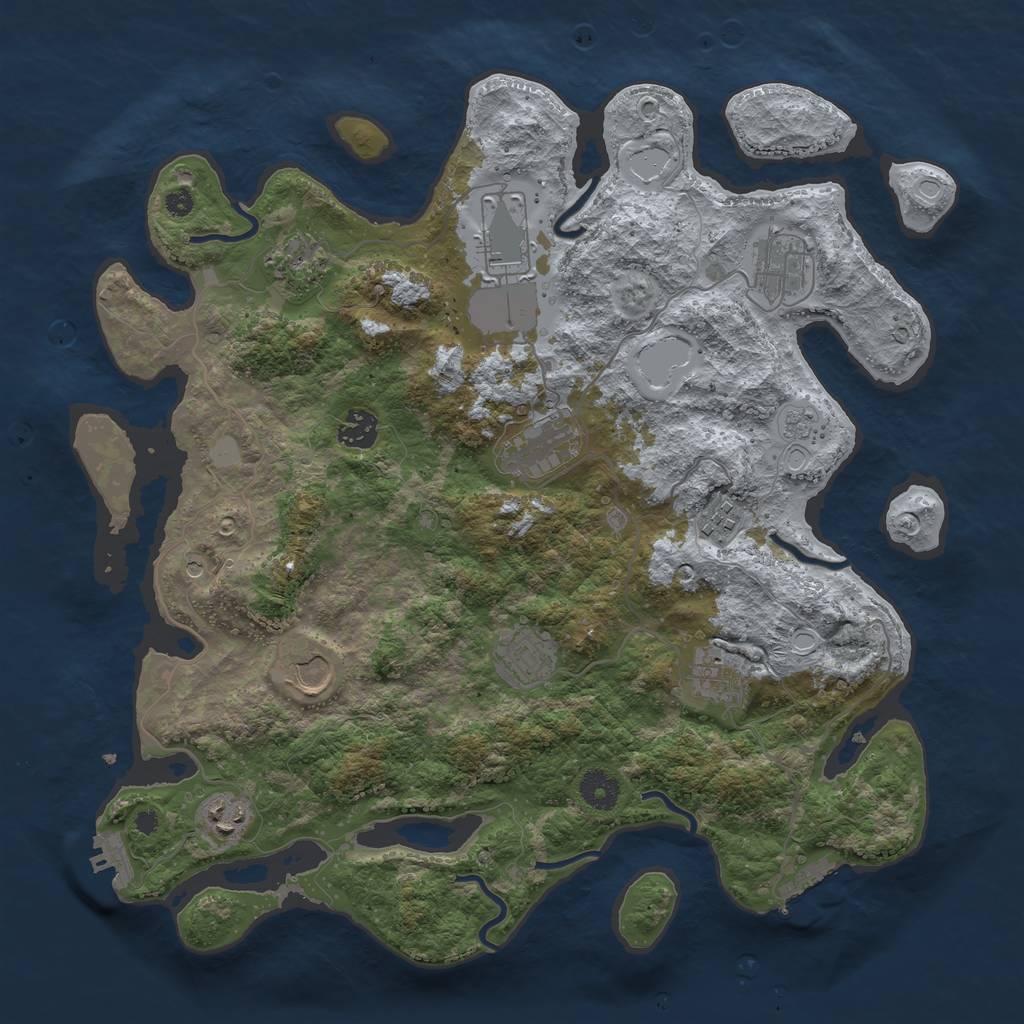 Rust Map: Procedural Map, Size: 3850, Seed: 665014838, 19 Monuments