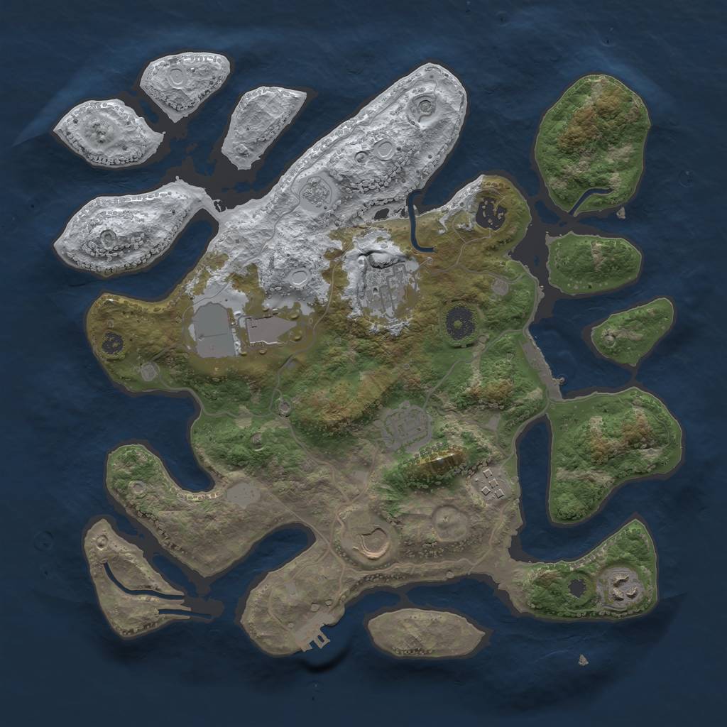Rust Map: Procedural Map, Size: 3500, Seed: 814748, 16 Monuments