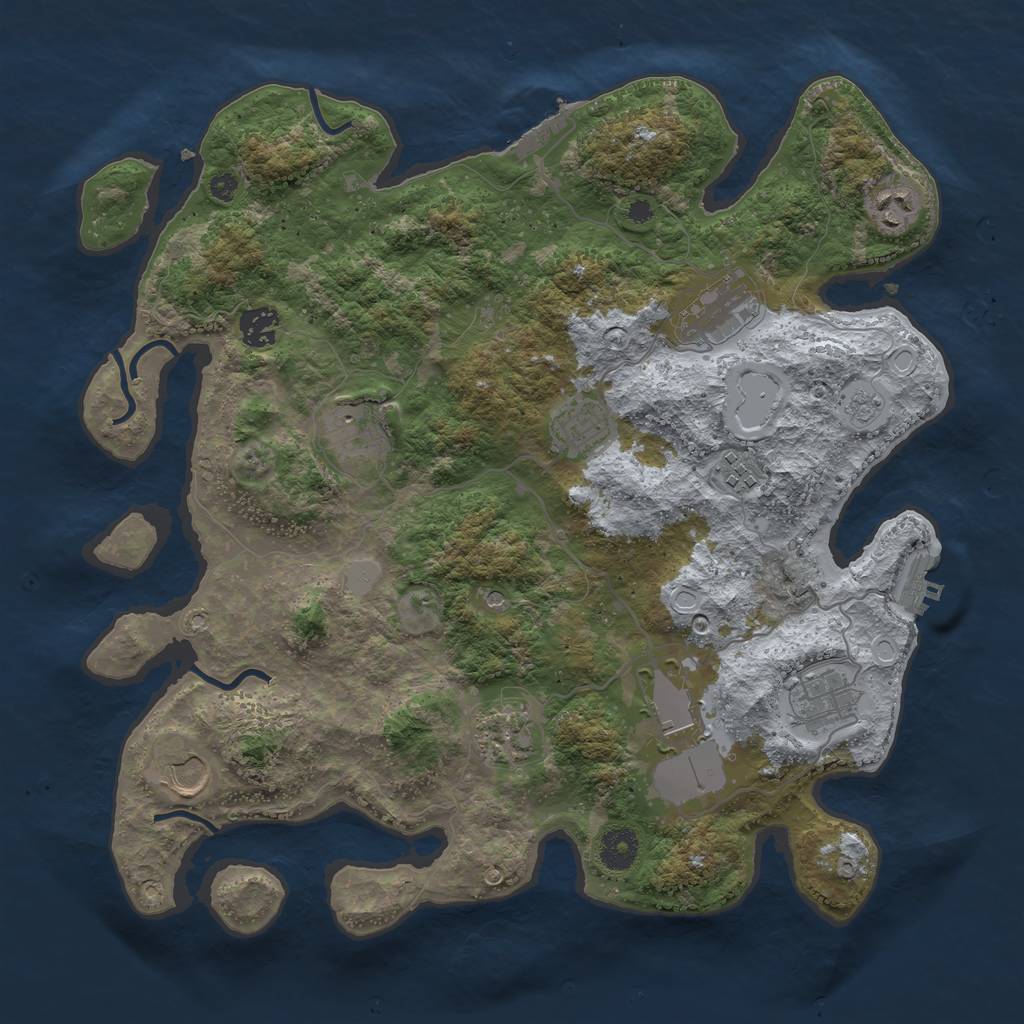 Rust Map: Procedural Map, Size: 3750, Seed: 885546, 17 Monuments