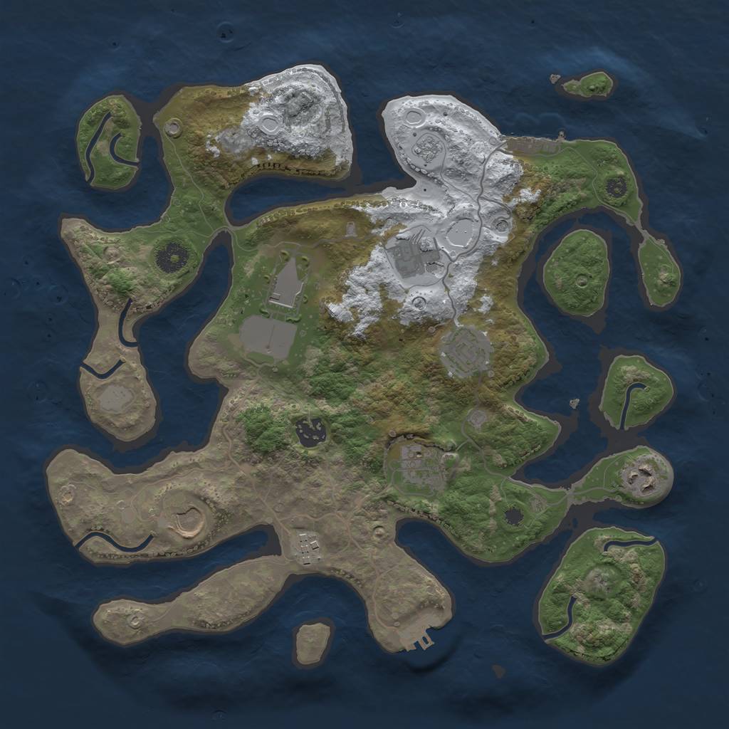 Rust Map: Procedural Map, Size: 3550, Seed: 592658, 17 Monuments