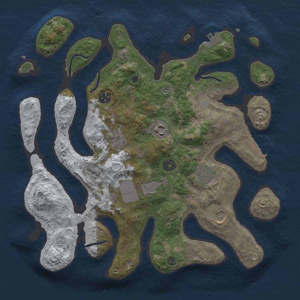 Rust Map: Procedural Map, Size: 3500, Seed: 6387970, 15 Monuments