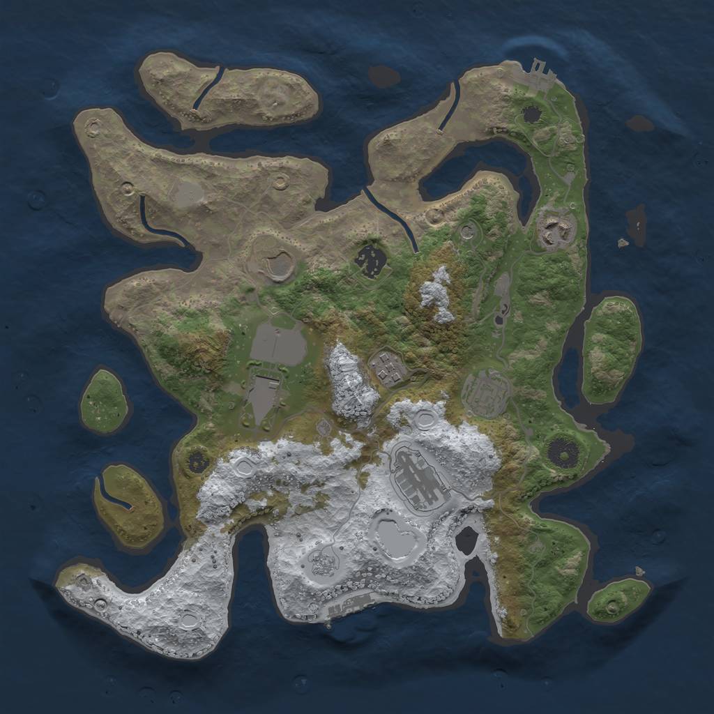 Rust Map: Procedural Map, Size: 3500, Seed: 5275030, 16 Monuments