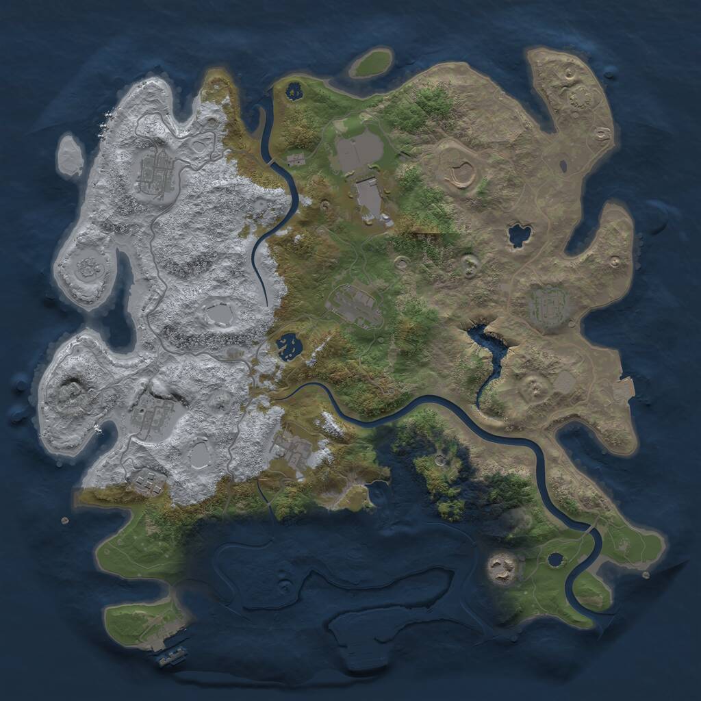 Rust Map: Procedural Map, Size: 4000, Seed: 1006842708, 16 Monuments