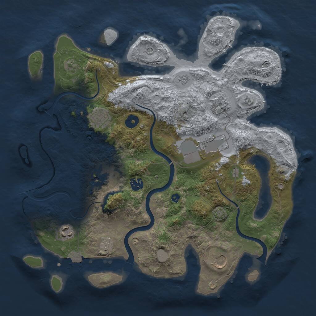 Rust Map: Procedural Map, Size: 3550, Seed: 572124, 12 Monuments