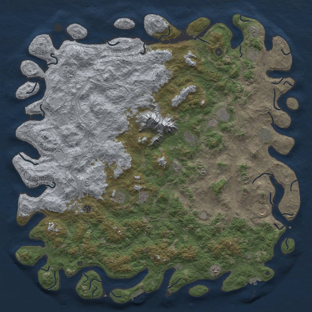 Rust Map: Procedural Map, Size: 6000, Seed: 4578, 18 Monuments