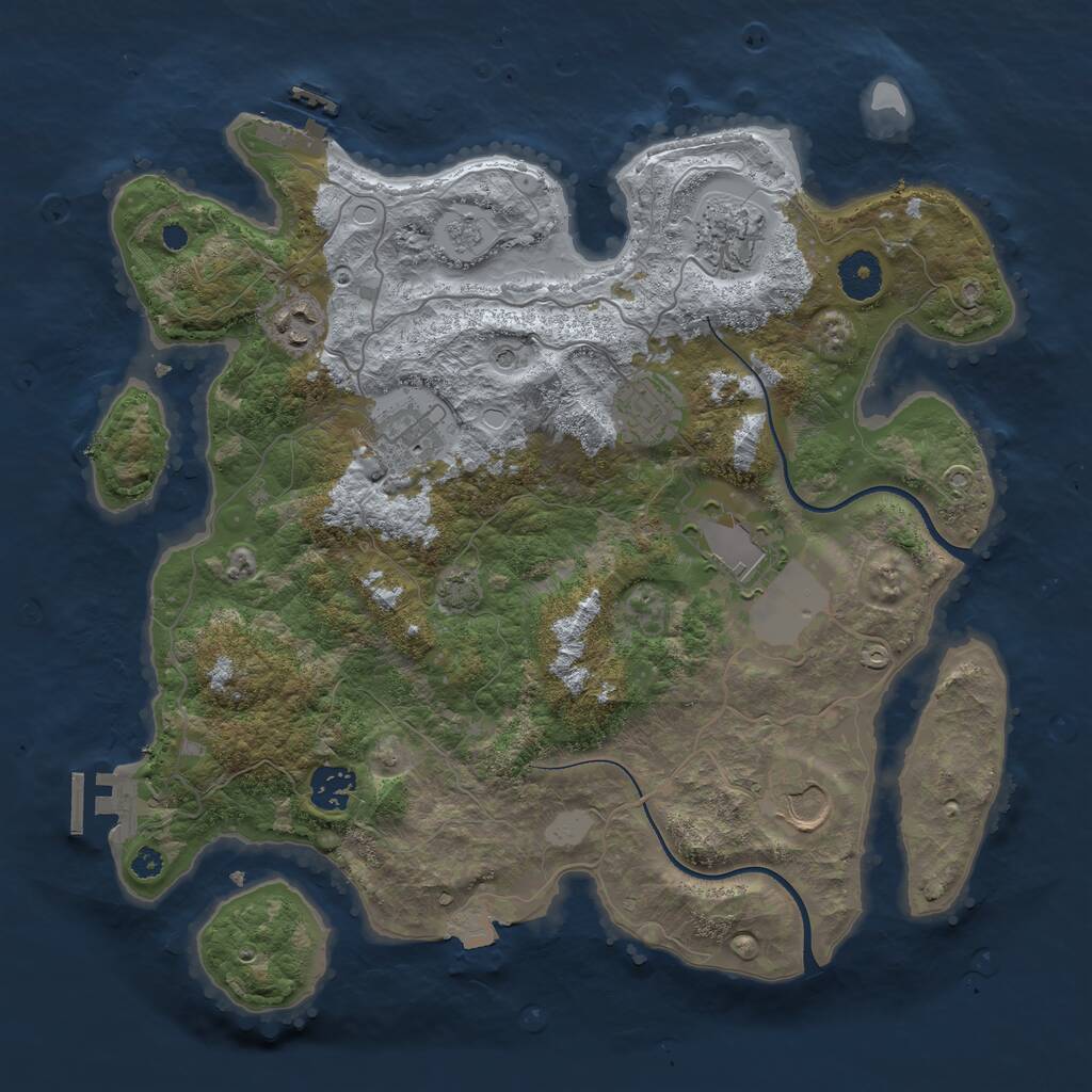 Rust Map: Procedural Map, Size: 3550, Seed: 848075, 13 Monuments