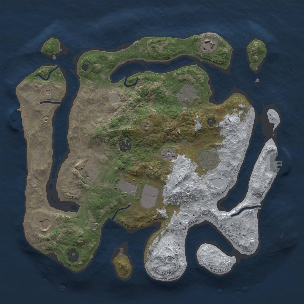 Rust Map: Procedural Map, Size: 3500, Seed: 463376, 17 Monuments