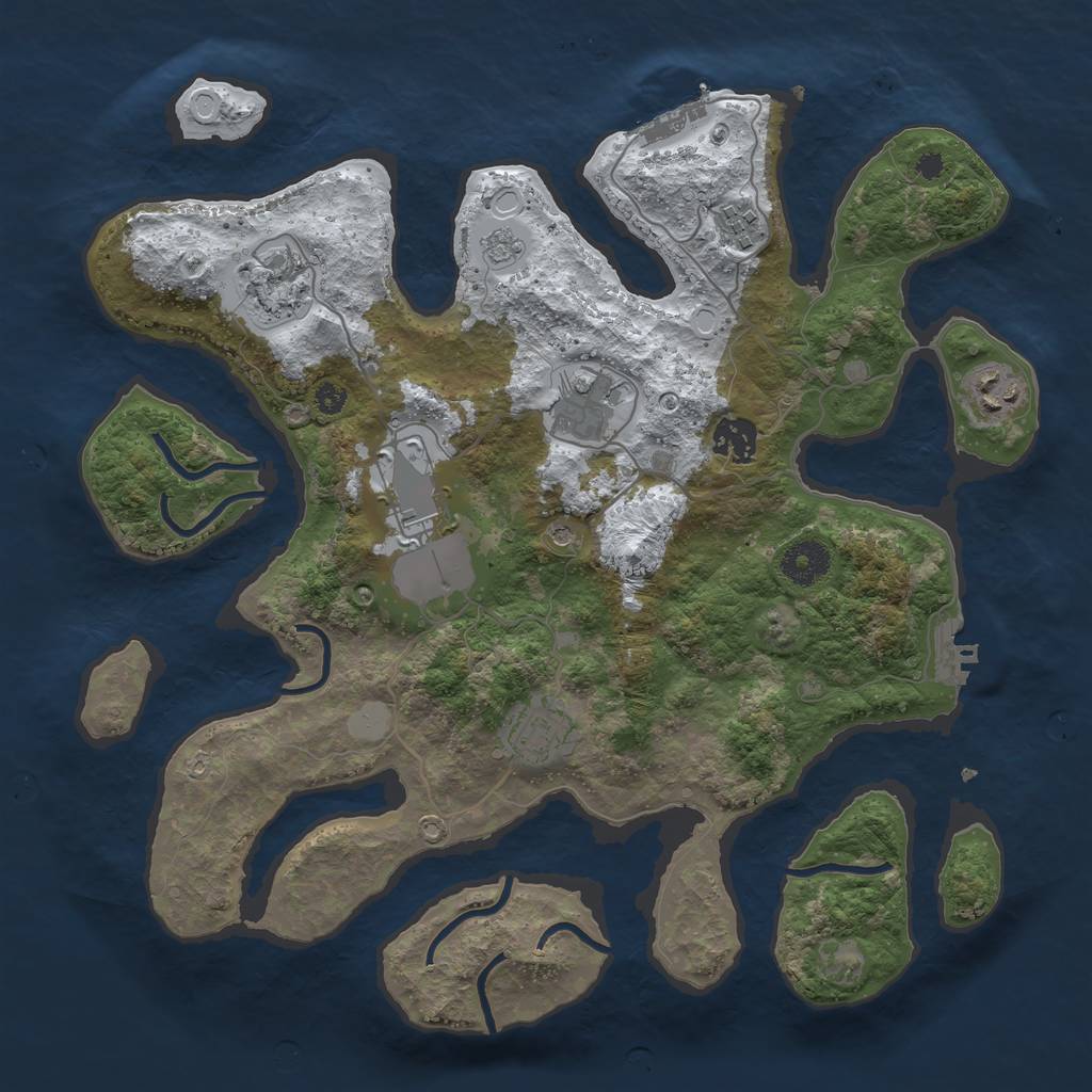 Rust Map: Procedural Map, Size: 3550, Seed: 334262, 16 Monuments