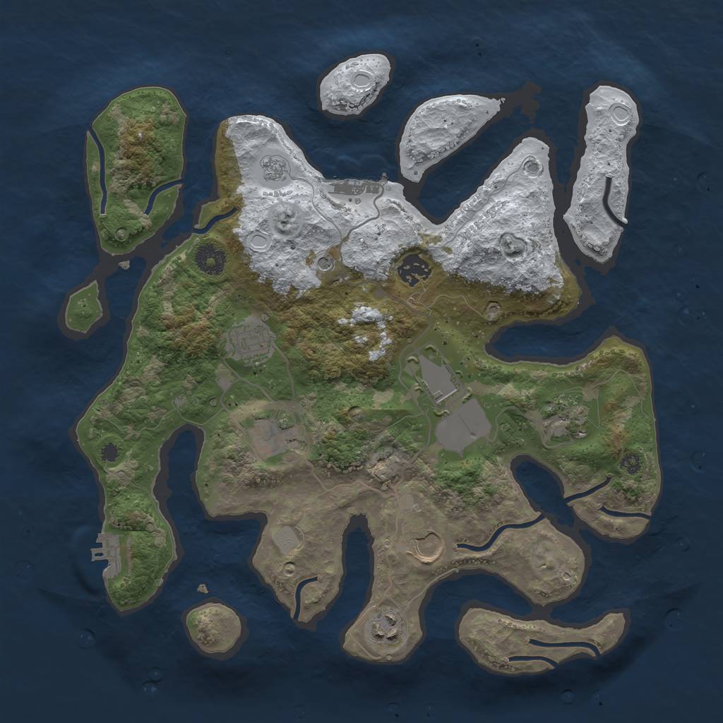 Rust Map: Procedural Map, Size: 3500, Seed: 4117322, 16 Monuments