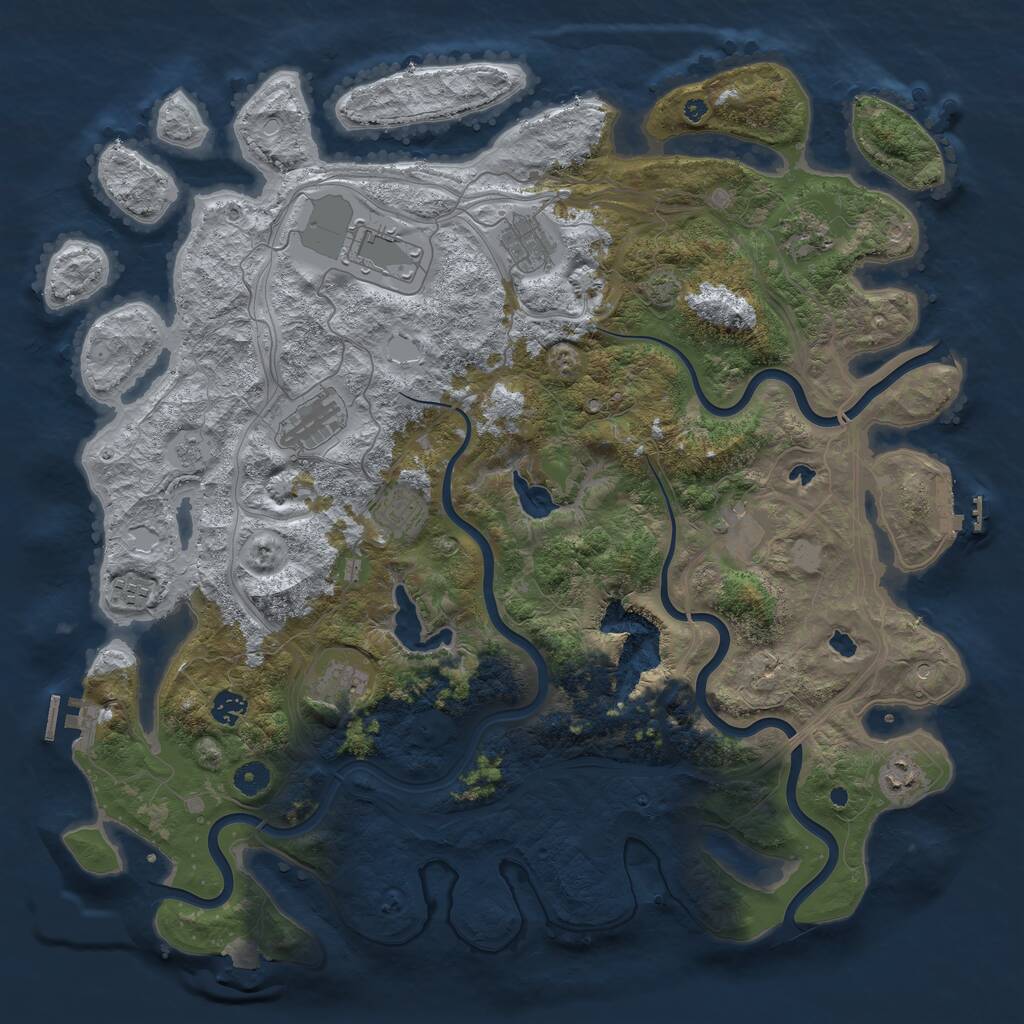 Rust Map: Procedural Map, Size: 4500, Seed: 3407395, 16 Monuments