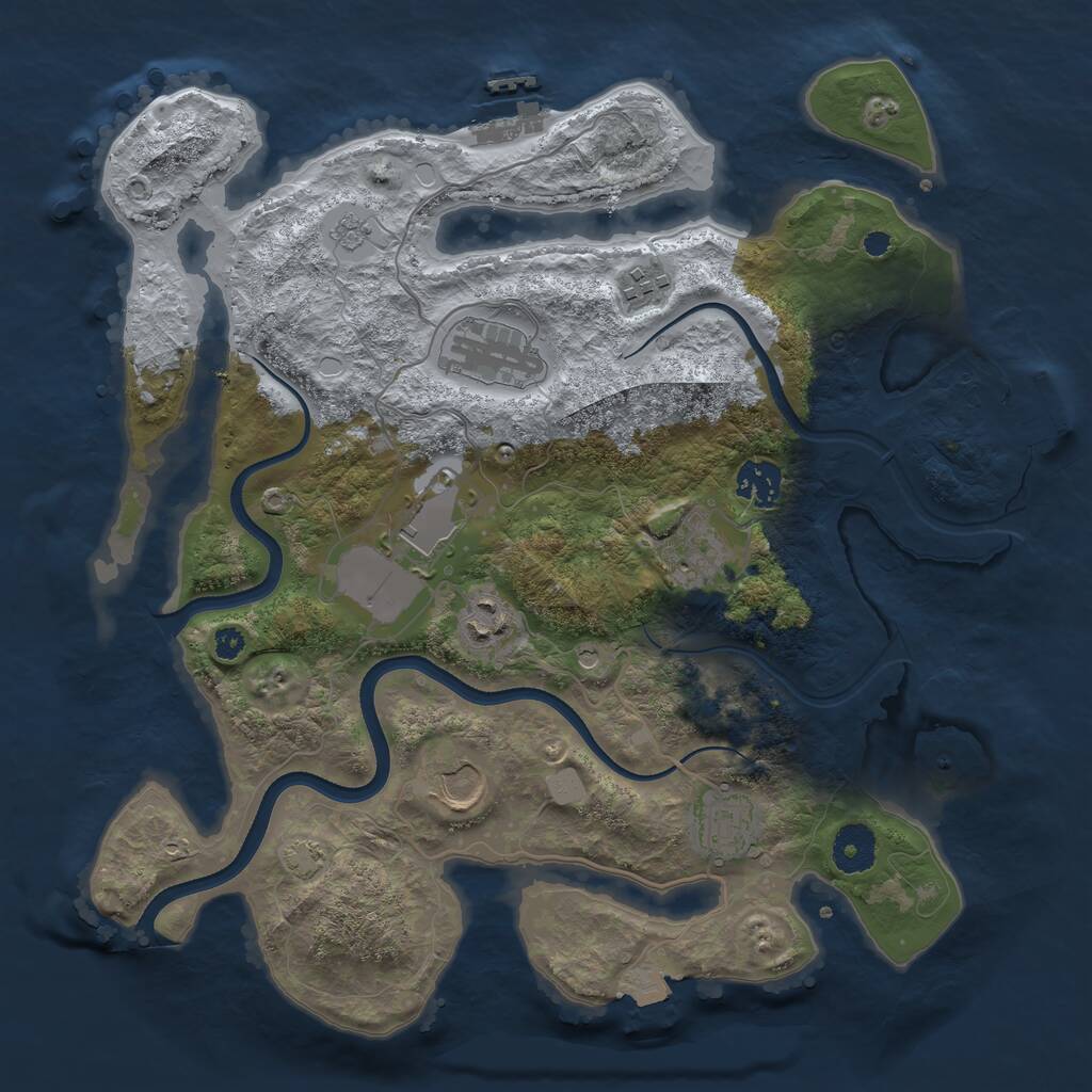 Rust Map: Procedural Map, Size: 3500, Seed: 661134, 14 Monuments