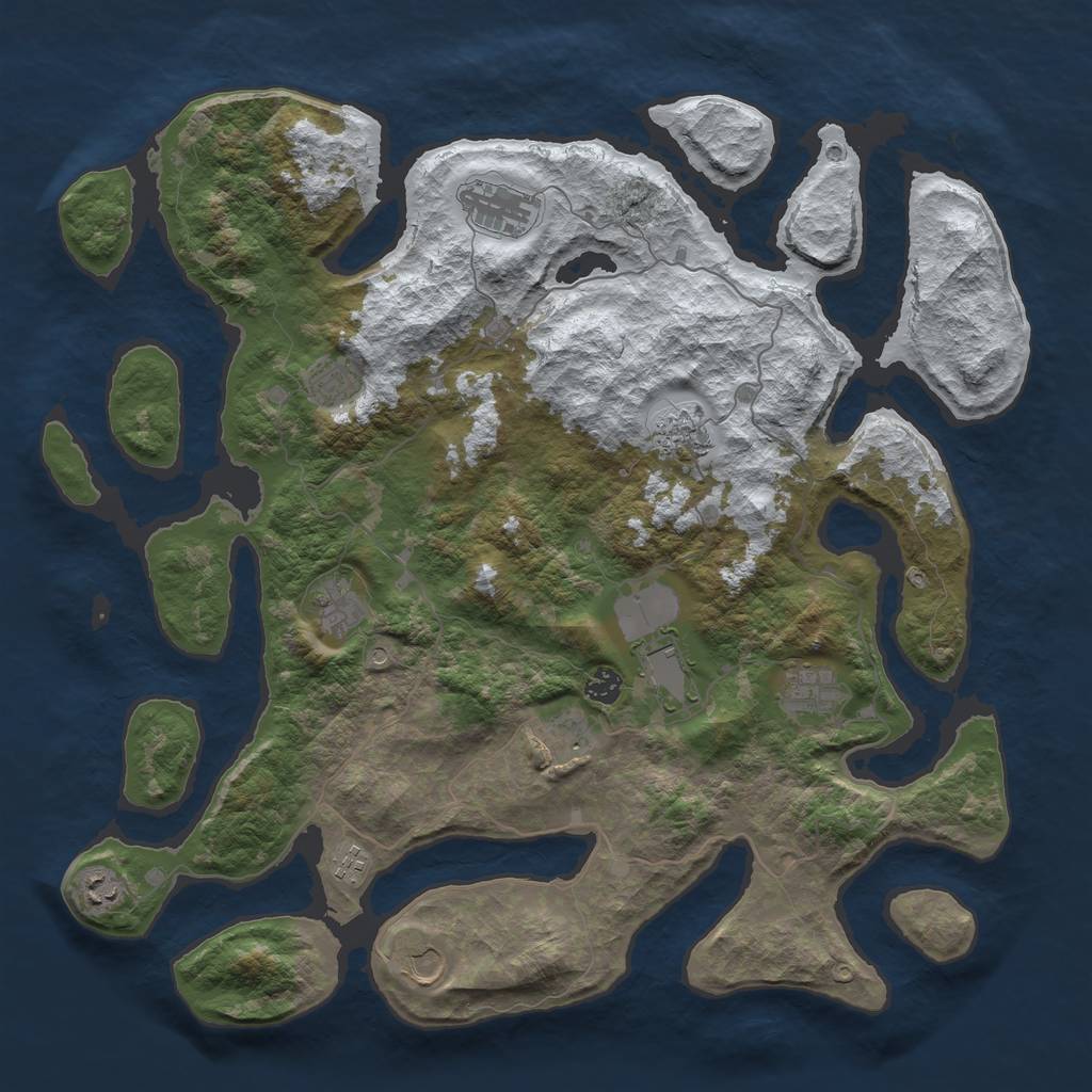 Rust Map: Barren, Size: 4500, Seed: 4993084, 14 Monuments