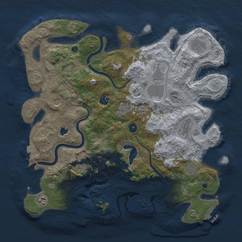 Rust Map: Procedural Map, Size: 4000, Seed: 711932001, 16 Monuments