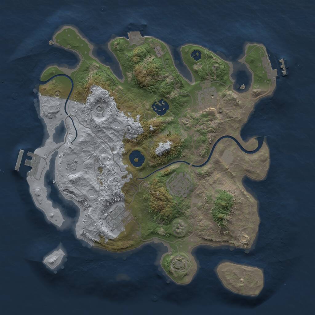 Rust Map: Procedural Map, Size: 3000, Seed: 250125250, 10 Monuments
