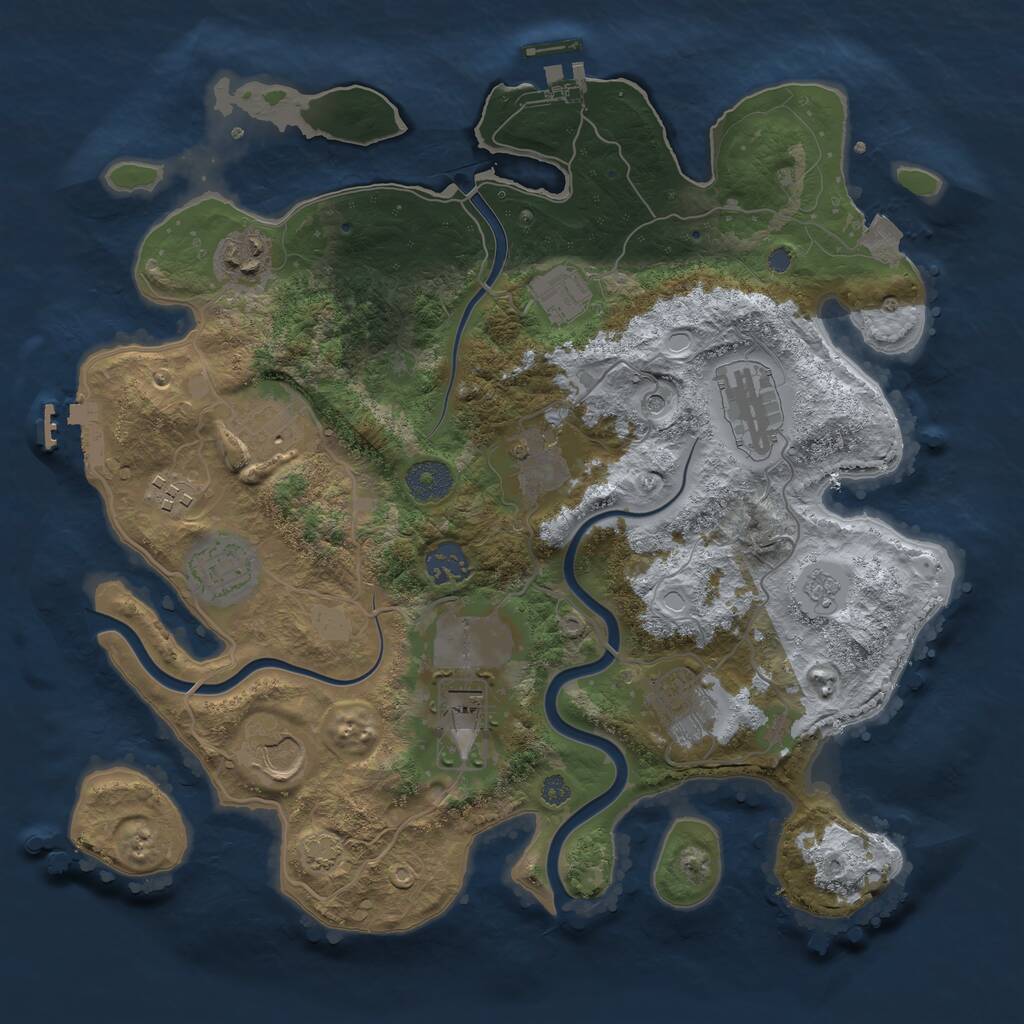 Rust Map: Procedural Map, Size: 3500, Seed: 1756842949, 18 Monuments